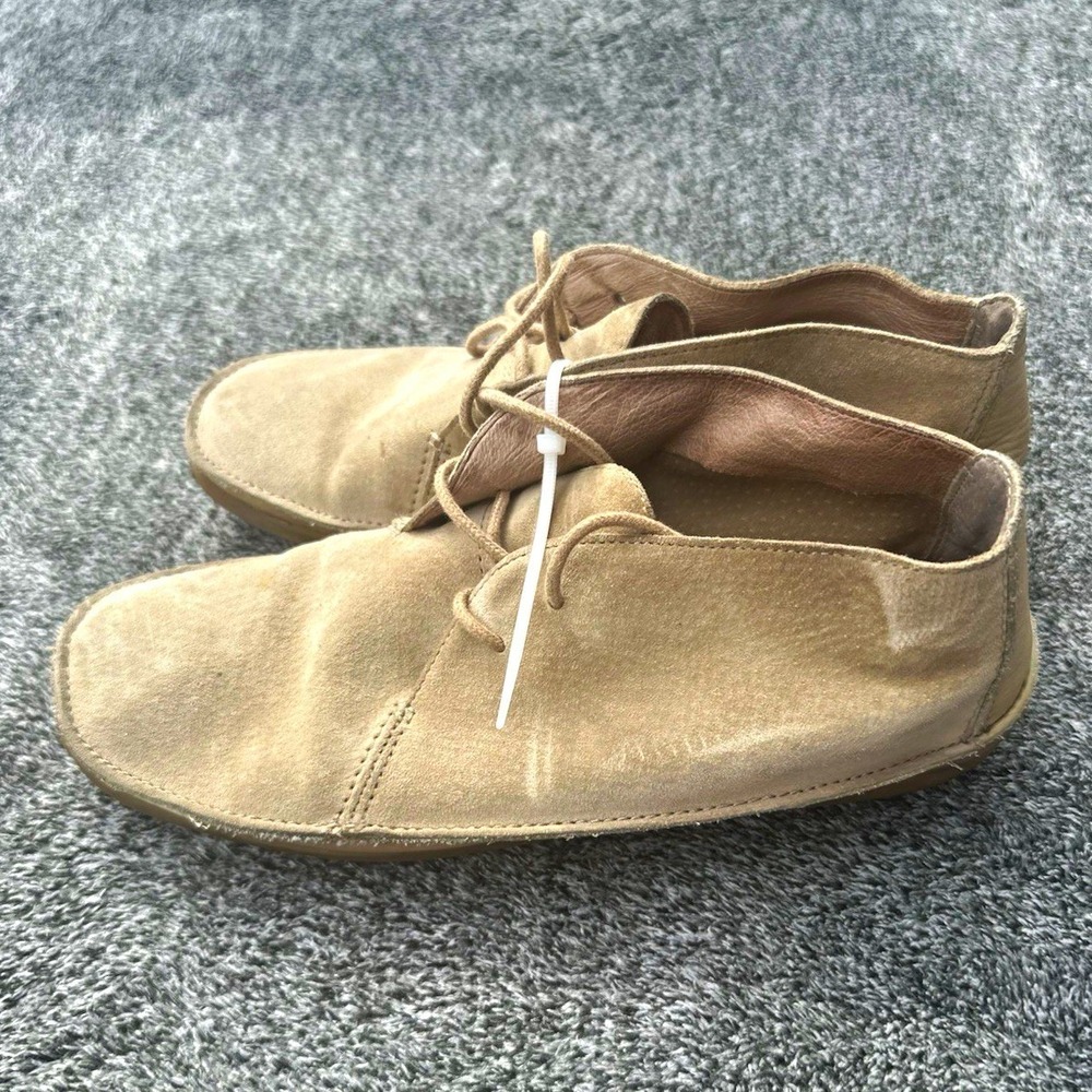 Hush Puppies Mens 9N Tan Suede Leather Chukka Shoes Moc Toe Lace Up Vintage